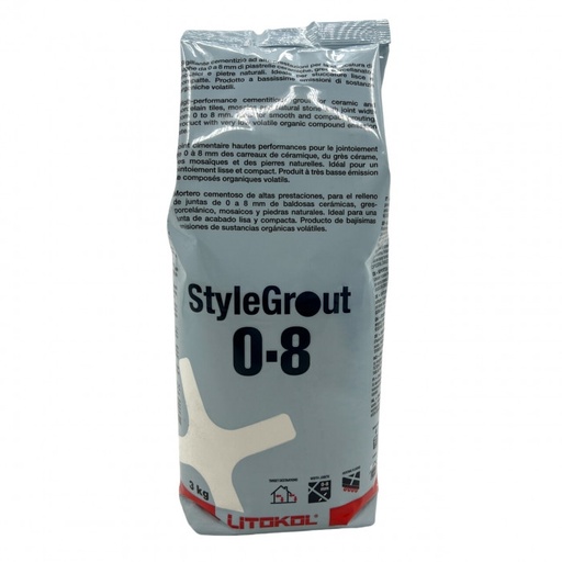 [SG08WHT10063] STYLEGROUT 0-8 WHITE 1 SCATOLA 6PZ X 3KG