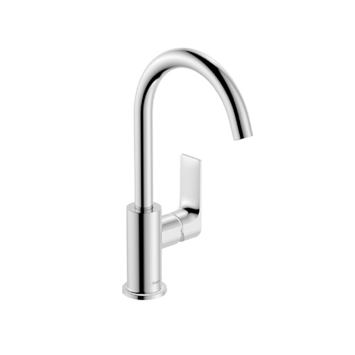 [72576000] REBRIS E SINGLE LEVER BASIN MIXER 210 WITH SWIVEL SPOUT AND POP-UP WASTE SET CHROME